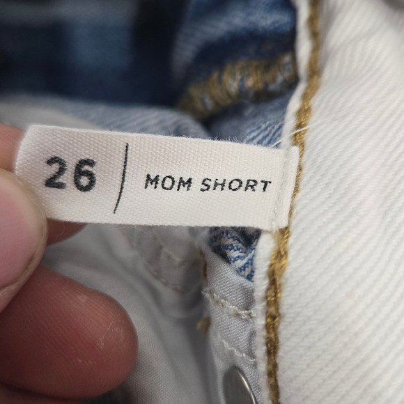 PacSun Two Toned Mom Short Denim Shorts Blue Cream Contrast Shorts Size 26 - Picture 5 of 7